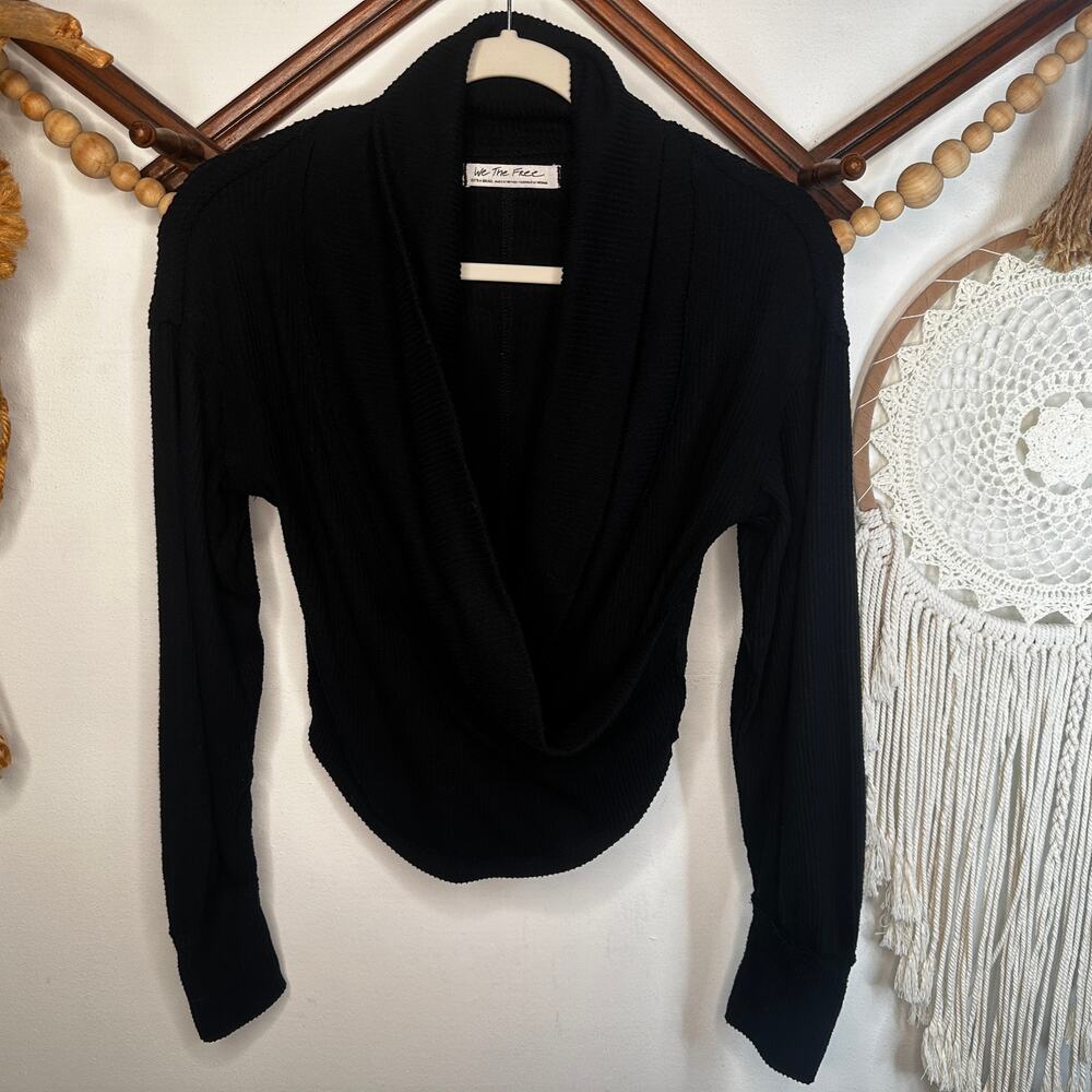 Free People Black Hold Me Close Wrap Top